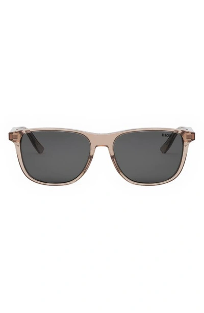 Shop Dior In S3i 56mm Rectangular Sunglasses In Shiny Pink / Smoke