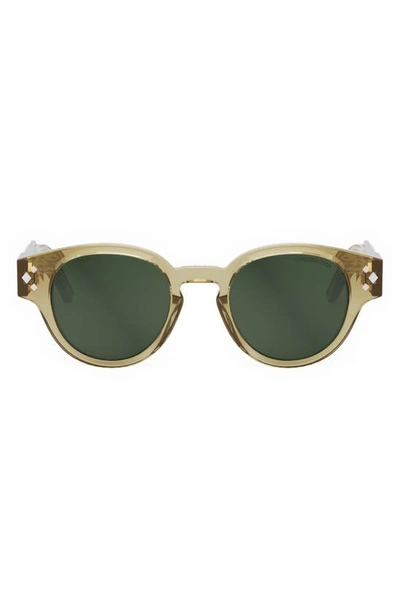 Shop Dior Cd Diamond R2i 48mm Small Round Sunglasses In Shiny Beige / Green