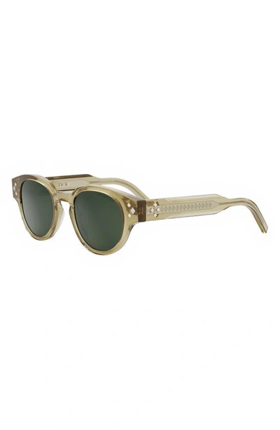 Shop Dior Cd Diamond R2i 48mm Small Round Sunglasses In Shiny Beige / Green