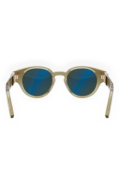 Shop Dior Cd Diamond R2i 48mm Small Round Sunglasses In Shiny Beige / Green
