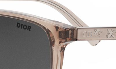 Dior In 56mm Rectangular Sunglasses In Shiny Pink / Smoke