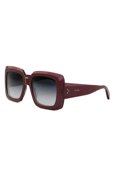 Shop Celine Bold 3 Dots Square Sunglasses In Shiny Bordeaux / Smoke