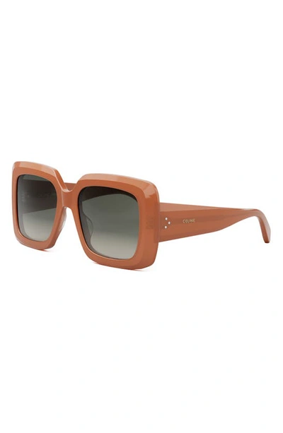 Shop Celine Bold 3 Dots Square Sunglasses In Shiny Orange / Gradient Brown