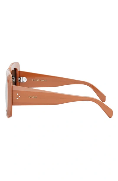 Shop Celine Bold 3 Dots Square Sunglasses In Shiny Orange / Gradient Brown