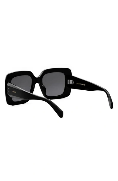 Shop Celine Bold 3 Dots Square Sunglasses In Shiny Black / Smoke