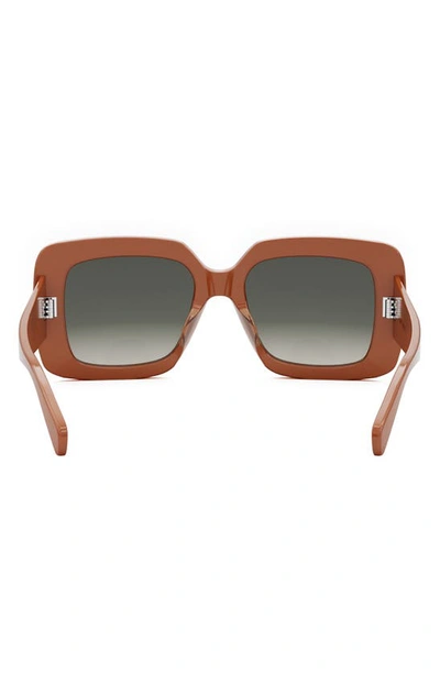 Shop Celine Bold 3 Dots Square Sunglasses In Shiny Orange / Gradient Brown