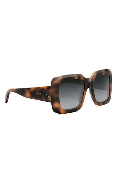 Shop Celine Bold 3 Dots Square Sunglasses In Blonde Havana / Gradient Smoke