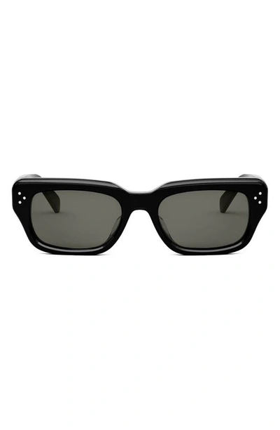 Shop Celine Bold 3 Dot Rectangular Sunglasses In Shiny Black / Smoke