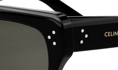Shop Celine Bold 3 Dot Rectangular Sunglasses In Shiny Black / Smoke