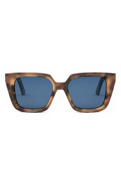 Shop Dior 'midnight S1i 53mm Square Sunglasses In Havana / Blue