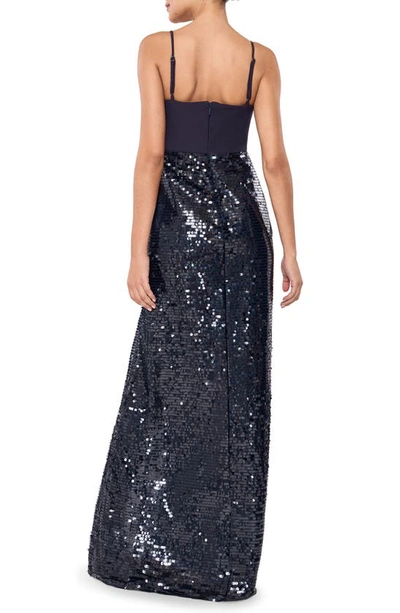 Shop Likely Gigi Mixed Media Gown In Navy