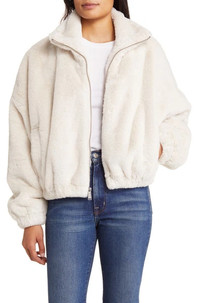 Shop Bcbgeneration Stand Collar Faux Fur Bomber Jacket In Ecru