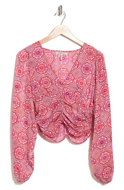 Shop Bcbgeneration Floral Long Sleeve Crop Blouse In Crochet Flower Doily