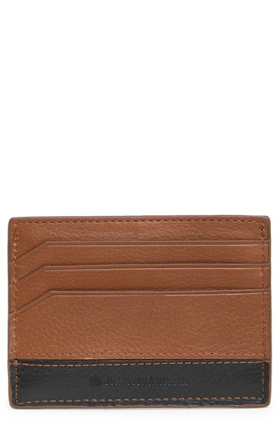 Shop Johnston & Murphy Two-tone Weekend Leather Card Holder In Tan/ Black