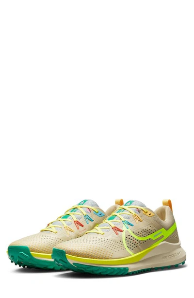 Shop Nike React Pegasus Trail 4 Running Shoe In Gold/ Volt/ Baltic Blue/ Green