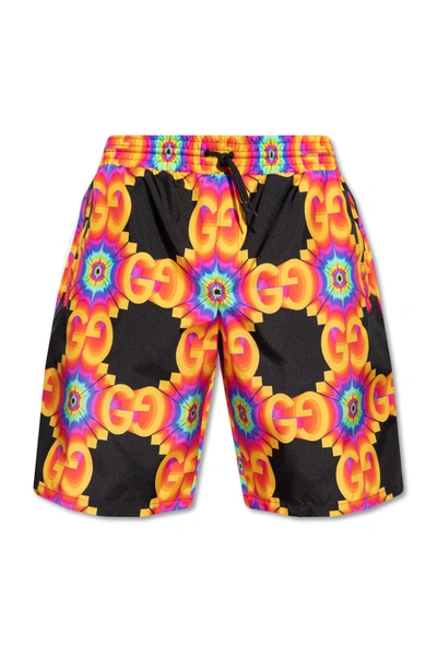 Shop Gucci Multicolour Patterned Swim Shorts In New