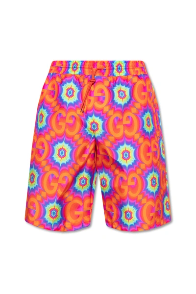 Shop Gucci Multicolour Patterned Swim Shorts In New
