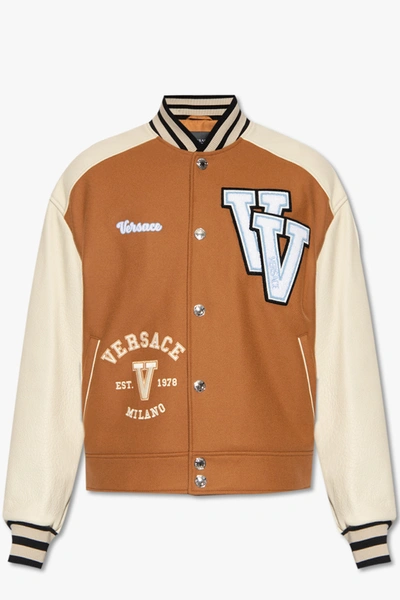 Shop Versace Brown Bomber Jacket In New