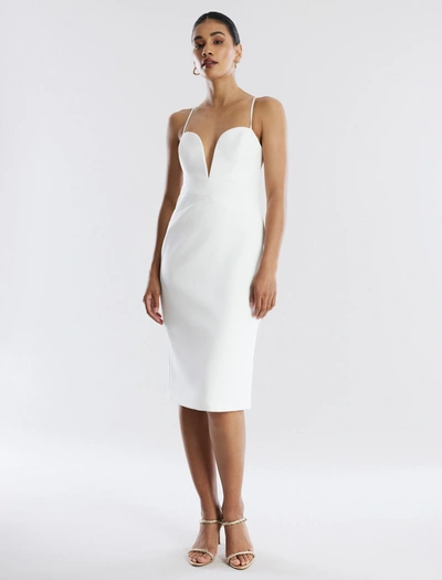 Shop Bcbgmaxazria Kynlee Bodycon Midi Dress In Off White