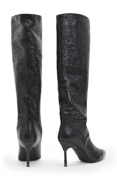 Allsaints Nori Knee High Boot In Metallic Black