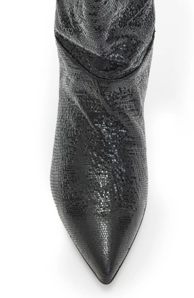 Allsaints Nori Knee High Boot In Metallic Black