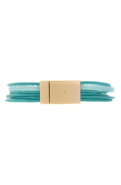 Shop Saachi Arrow Beaded Multistrand Leather Bracelet In Turquoise