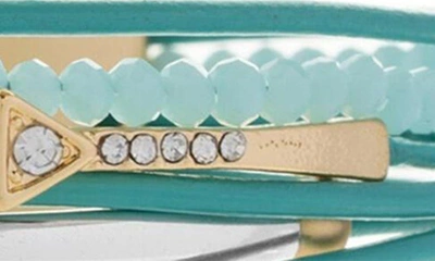 Shop Saachi Arrow Beaded Multistrand Leather Bracelet In Turquoise