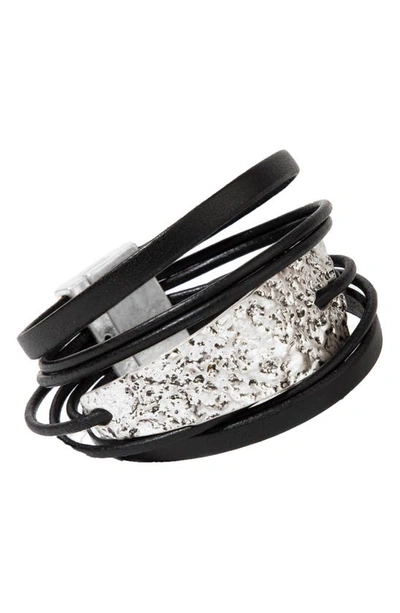 Shop Saachi Absolute Zero Metal & Leather Bracelet In Black