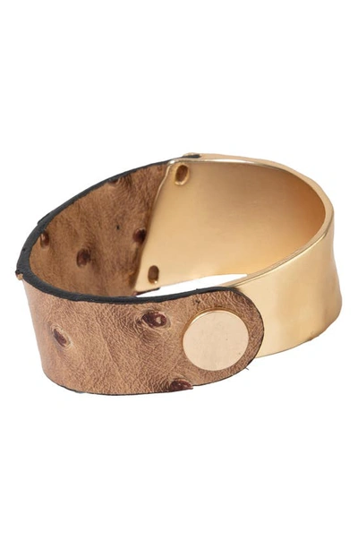 Shop Saachi Wild Ways Metal & Leather Bracelet In Gold