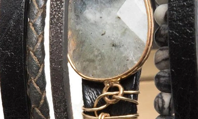 Shop Saachi Hollis Beaded Leather Bracelet In Black