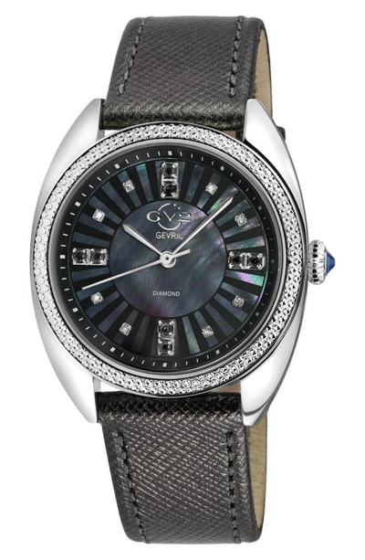 Shop Gv2 Palermo Diamond Leather Strap Watch, 36mm In Black