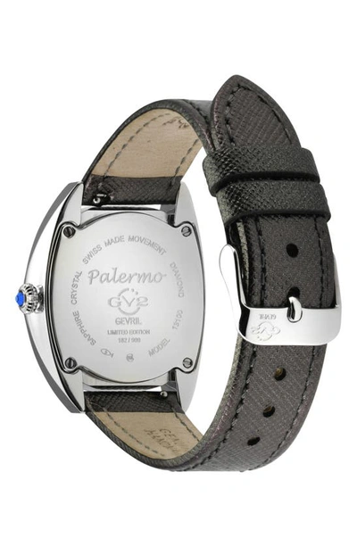 Shop Gv2 Palermo Diamond Leather Strap Watch, 36mm In Black