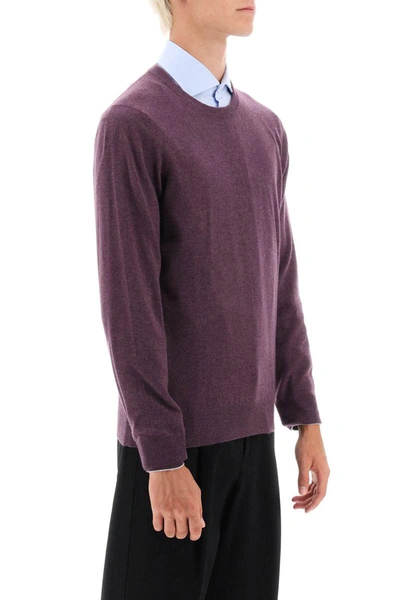 Shop Brunello Cucinelli Cashmere Crewneck Sweater In Purple