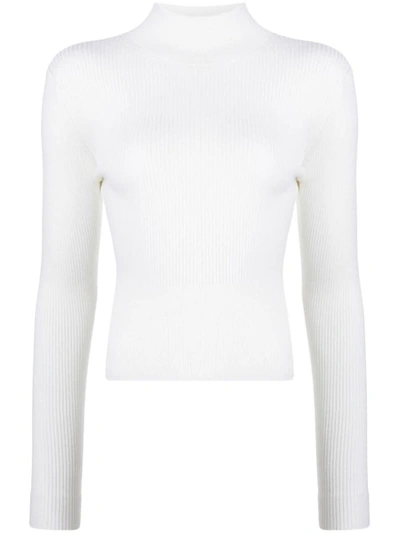 Shop Patou Long Sleeve Knitted Top In White