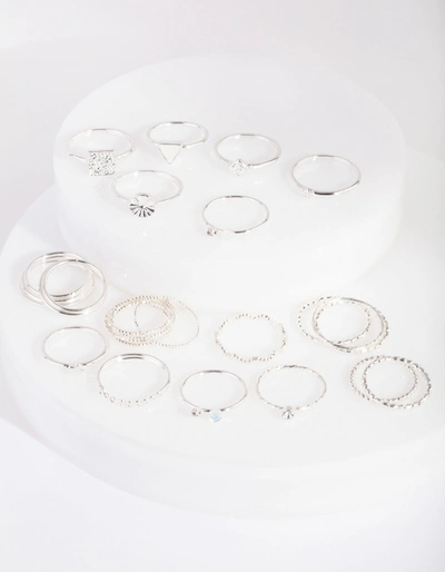 Lovisa Silver Diacut Ring 26 Pack In Multi