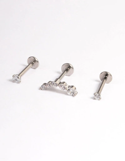 Lovisa Surgical Steel Cubic Zirconia Crawler Flatback 3-pack In Multi