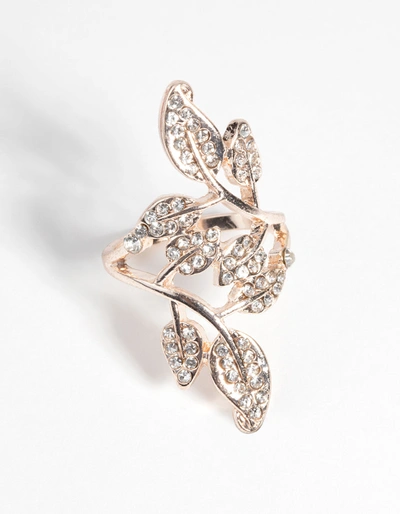 Lovisa Rose Gold Diamante Petal Ring In Multi