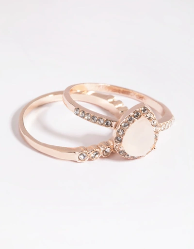 Lovisa Rose Gold Cat Eye Ring Stack Pack In Multi