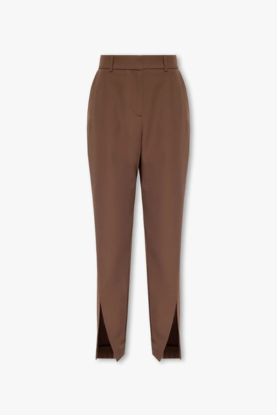 Shop Balmain Brown High-rise Trousers In New