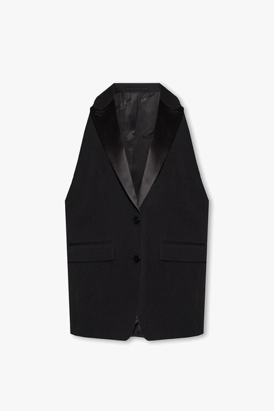 Shop Burberry Black Wool Vest In New