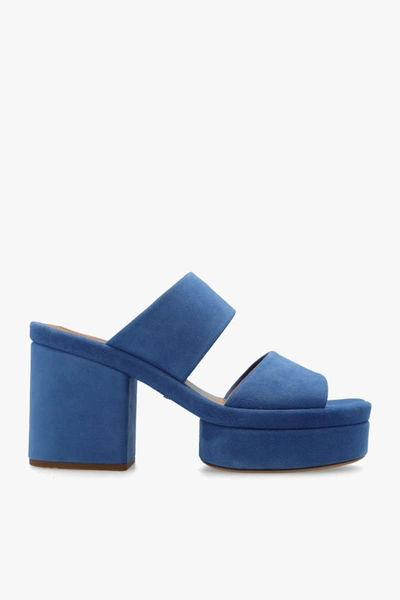Shop Chloé Blue ‘odina' Platform Slides In New