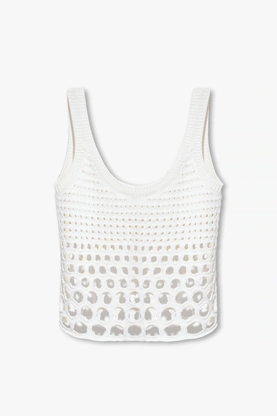 Shop Chloé White Top With Decorative Knit In New