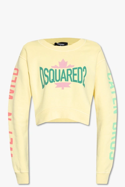 Shop Dsquared2 Yellow Printed Sweatshirt In New
