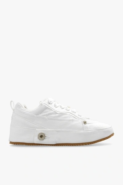 Shop Loewe White Denim Sneakers In New