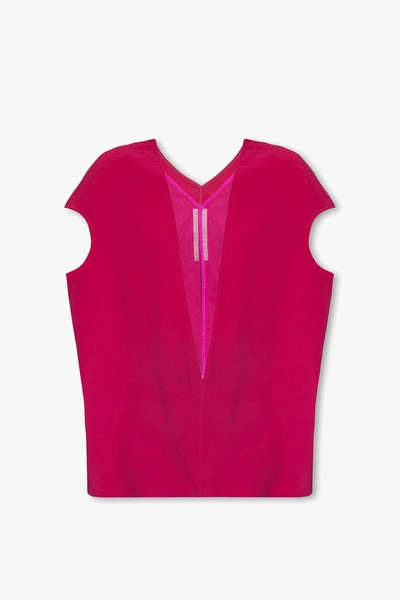 Shop Rick Owens Pink T-shirt With Decorative Neck New