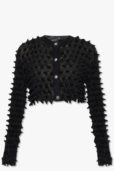 Shop Versace Black Cropped Cardigan In New