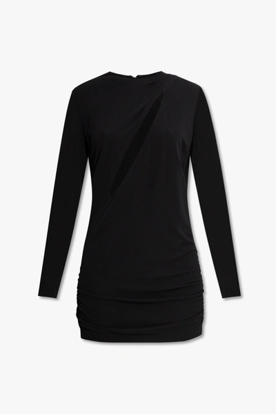 Shop Versace Black Slashed Mini Dress In New