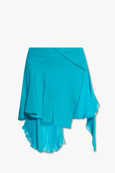 Shop Versace Blue Silk Skirt In New