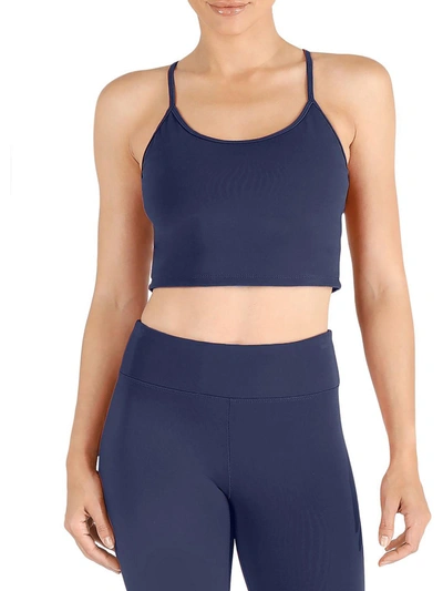 Shop Koral Leah Blackout Womens Racerback Yoga Sports Bra In Blue