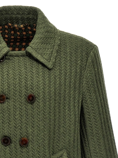 Shop Etro Double-breasted Coat Coats, Trench Coats Green